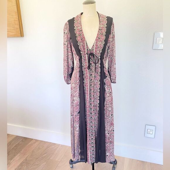 Free People Gorgeous A-Line Midi Bohemian Dress Size Small But Will Fit Medium - Picture 2 of 4